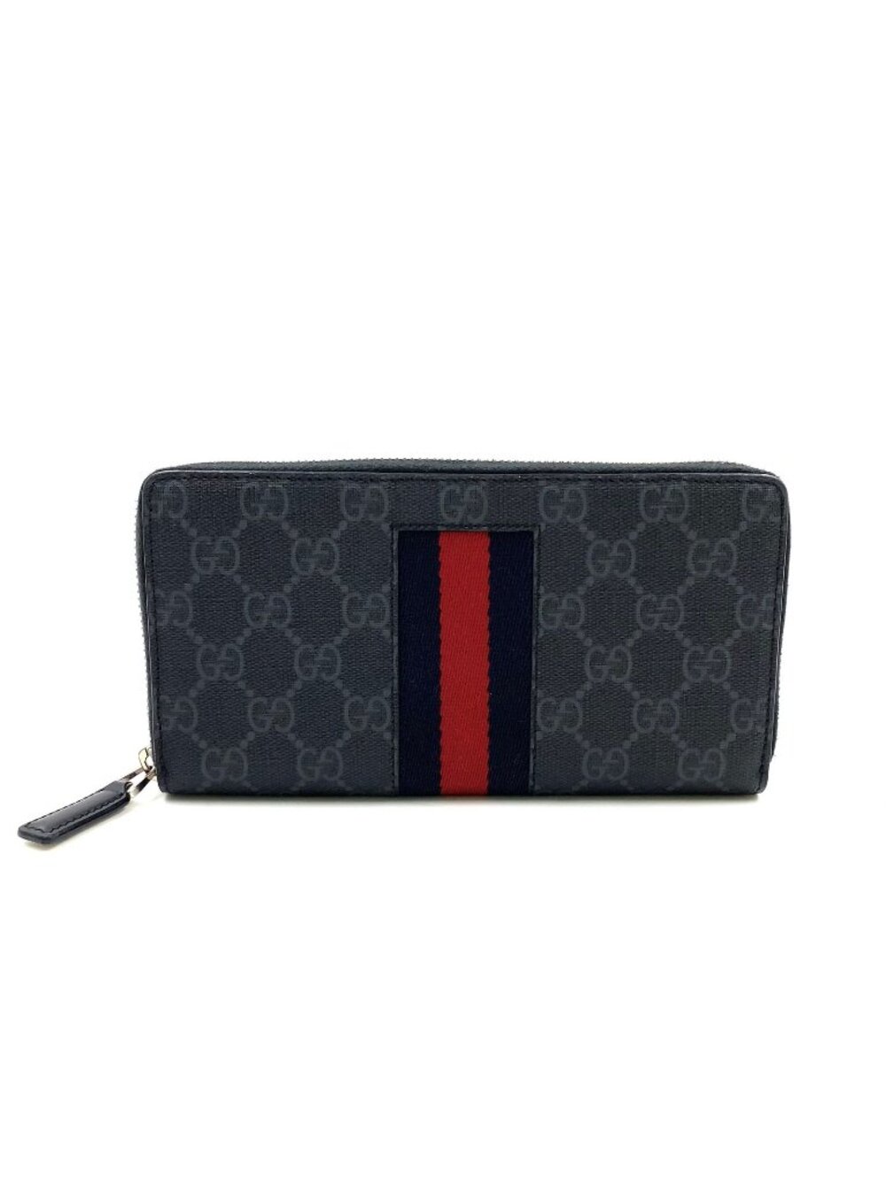Gucci Guccissima Sherry Line Zip Around Leather Black Multicolor Wallet Silver - Picture 1 of 15